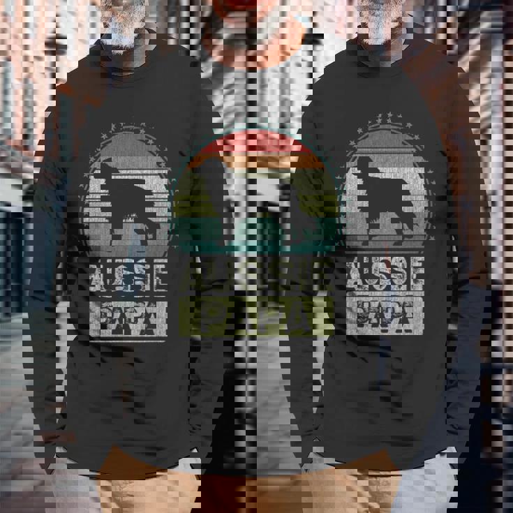 オージー・パパ オーストラリアン・シェパード 長袖Tシャツ 高齢者への贈り物