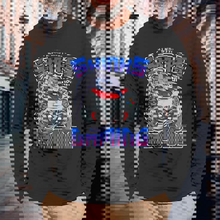 オール・アイ・ニード・イズ・アオジタトカゲとゲーム・ビデオゲーム・爬虫類 長袖Tシャツ 高齢者への贈り物