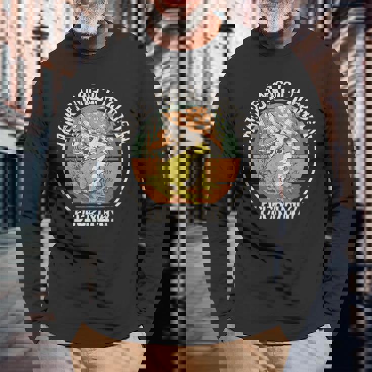 カエルとキノコ 毎日魔法を起こしましょう。 長袖Tシャツ 高齢者への贈り物