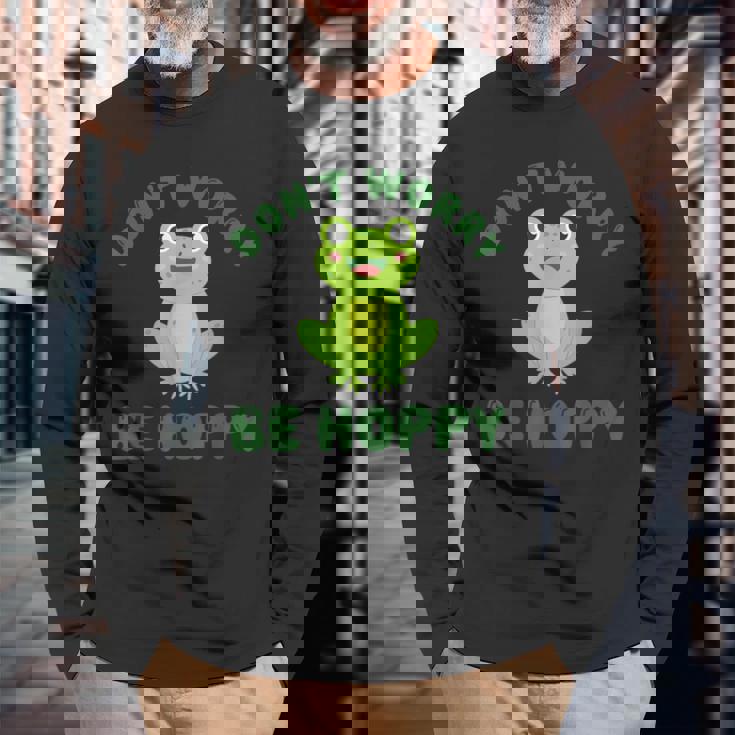 カエルの愛好家や教育者向けのかわいいカエルの先生のデザイン。 長袖Tシャツ 高齢者への贈り物