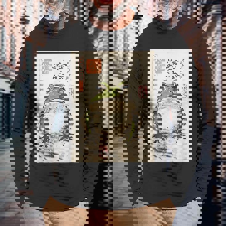 カエル浮世絵 アニメ 日本美術 長袖Tシャツ 高齢者への贈り物