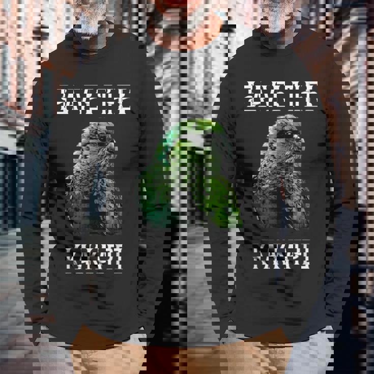 カカポ オウム ニュージーランド カカポ 鳥ave The Kakapo 長袖Tシャツ 高齢者への贈り物