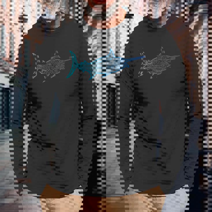 カジキ フィッシングシャツ ネイティブハワイアン ハワイアントライバル 長袖Tシャツ 高齢者への贈り物