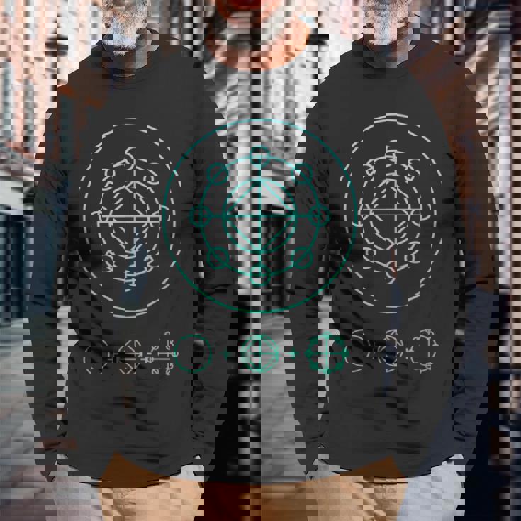 カタカムナウタヒ 三種の神器（ヤタノカガミ 八咫鏡、剣、勾玉） 神代文字 長袖Tシャツ 高齢者への贈り物