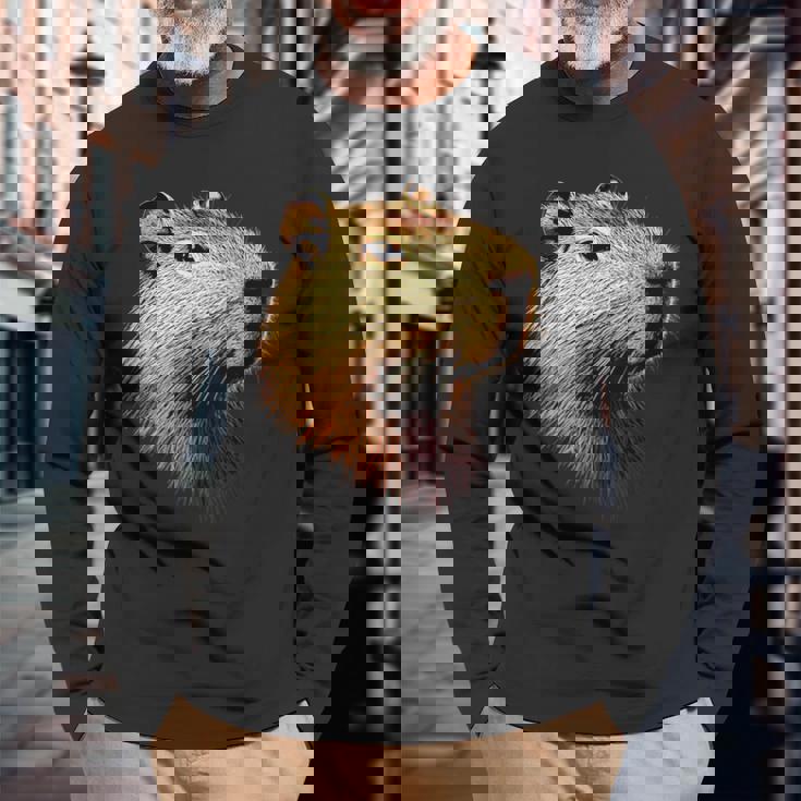 カピバラ Be Capy カピバラ げっ歯類 おもしろカピバラ Capybara 長袖Tシャツ 高齢者への贈り物