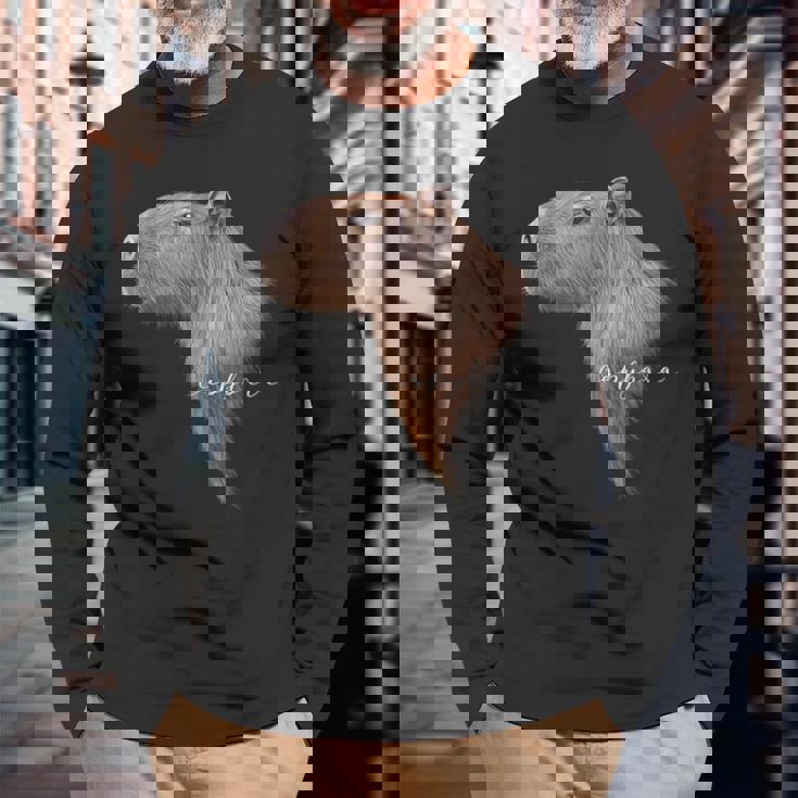 カピバラ グラフィック アート カピバラ Ro Ro Ro歯動物 アニマル ラバー 長袖Tシャツ 高齢者への贈り物