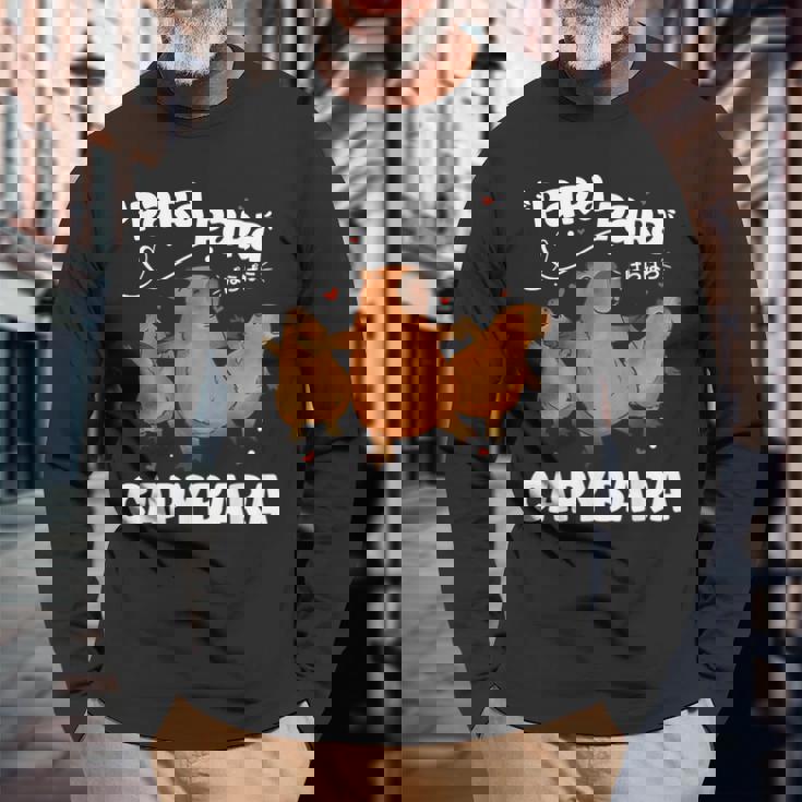 カピバラ好きファニーパラパラカピバラ 長袖Tシャツ 高齢者への贈り物