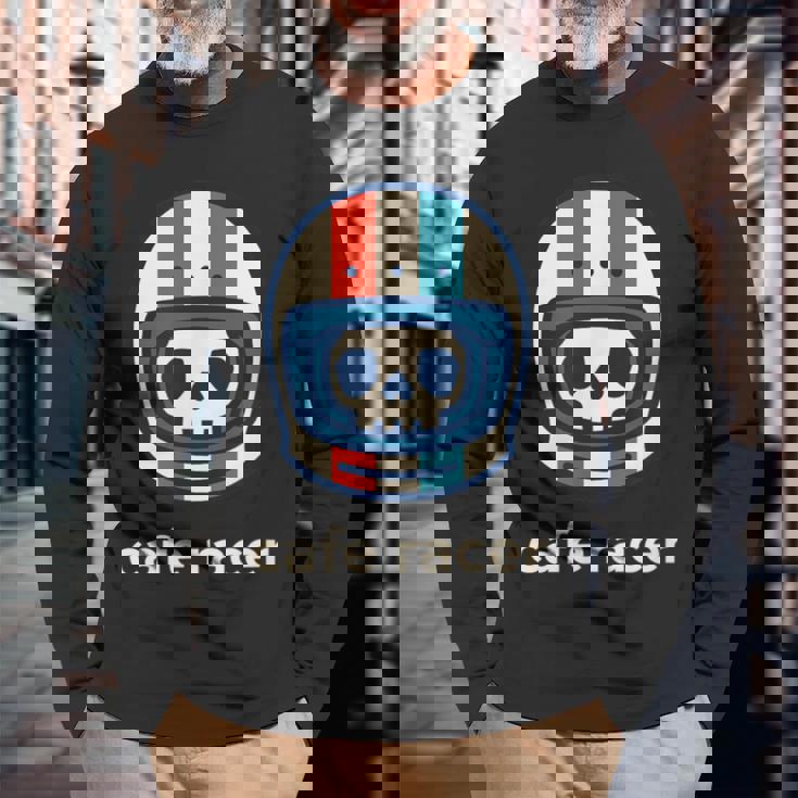 カフェレーサー トレンディ シンプル ヘルメット デザイン バイク 長袖Tシャツ 高齢者への贈り物