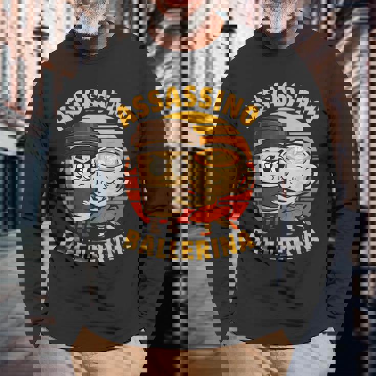 カプチーノ アサシーノ バレリーナ 面白い イタリアン ブレイン ミーム 長袖Tシャツ 高齢者への贈り物