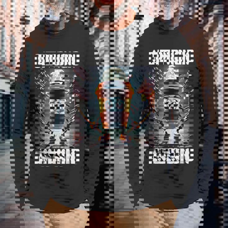 カプチーノ・アサシーノ イタリアンブレインロットミーム 長袖Tシャツ 高齢者への贈り物