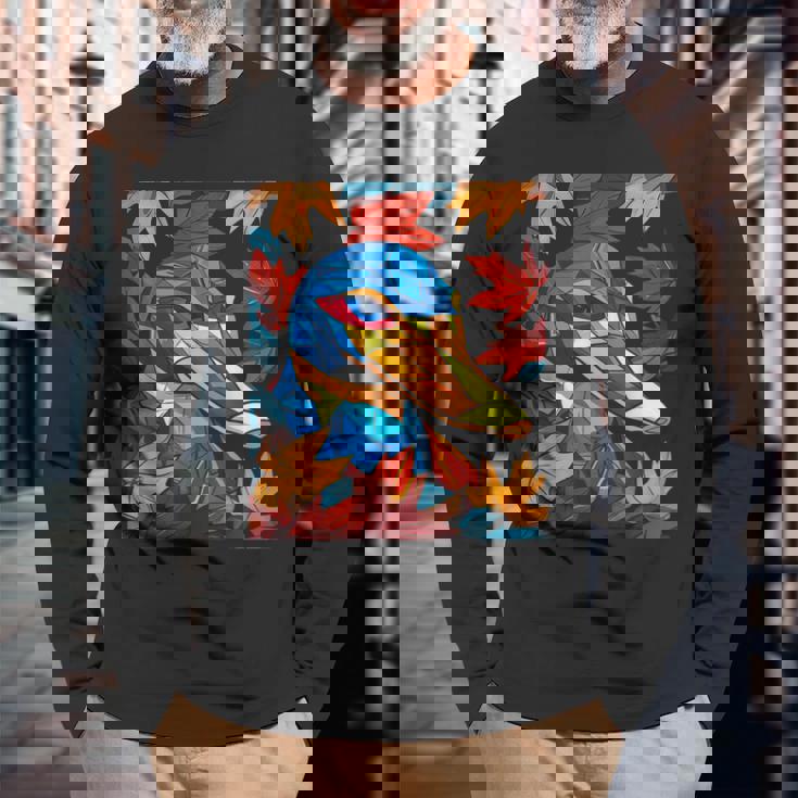 カモノハシ 動物 モチーフ イラスト カモノハシ 長袖Tシャツ 高齢者への贈り物