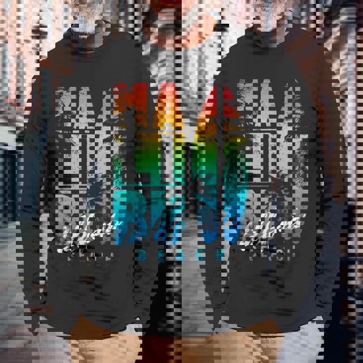 カリフォルニア州マリブビーチ 長袖Tシャツ 高齢者への贈り物