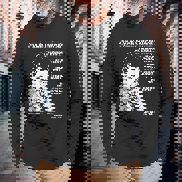 カルバン・ミラtシャツ ニコラ・テスラ 長袖Tシャツ 高齢者への贈り物