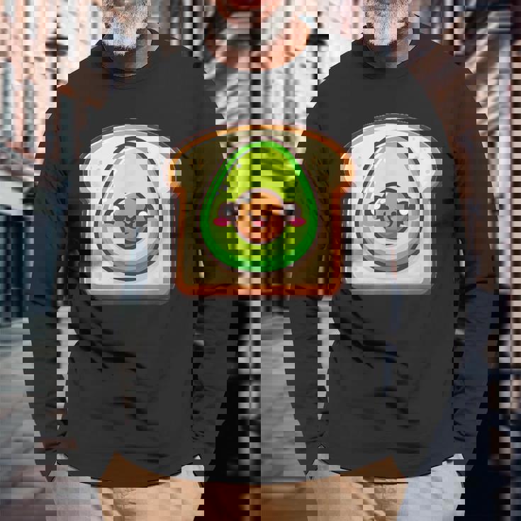 カワイイ アボカドトースト 長袖Tシャツ 高齢者への贈り物