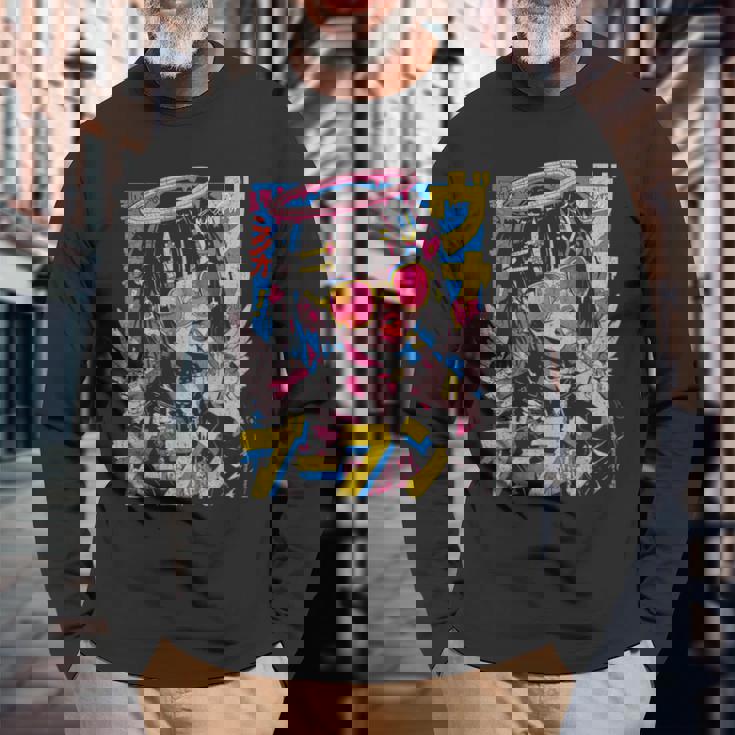 カワイイ ストリートウェア ヒップホップ Hip Hop サイバーパンク エンジェル テックウェア マンガ アニメ 長袖Tシャツ 高齢者への贈り物