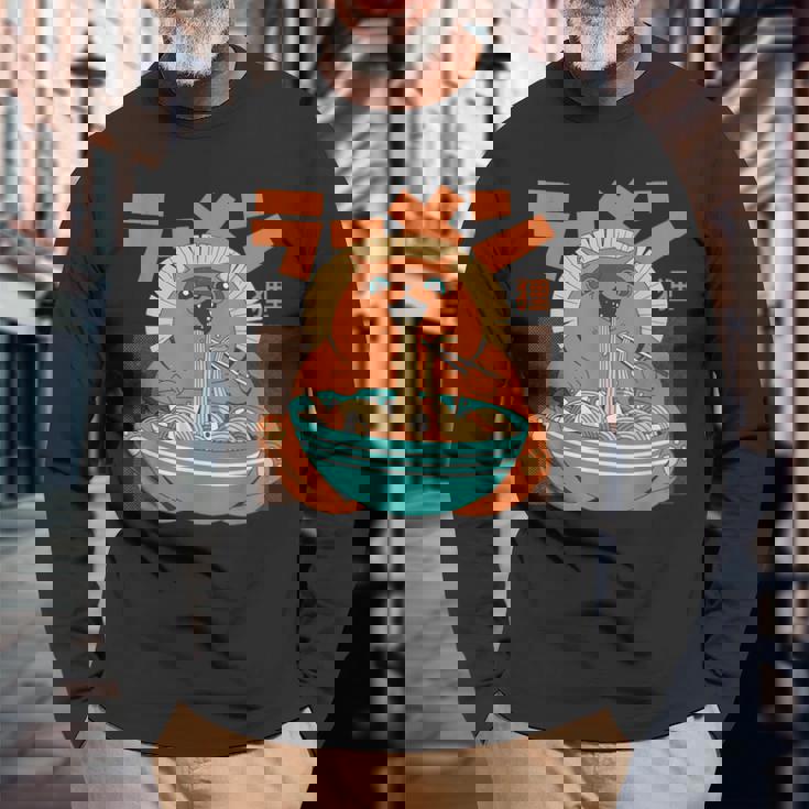 カワイイ ラーメンタヌキ妖怪 オタク アニメ 漫画 長袖Tシャツ 高齢者への贈り物