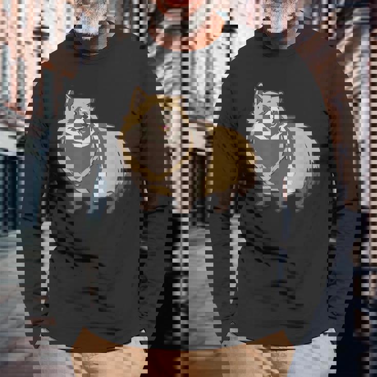 カワイイタヌキ 長袖Tシャツ 高齢者への贈り物