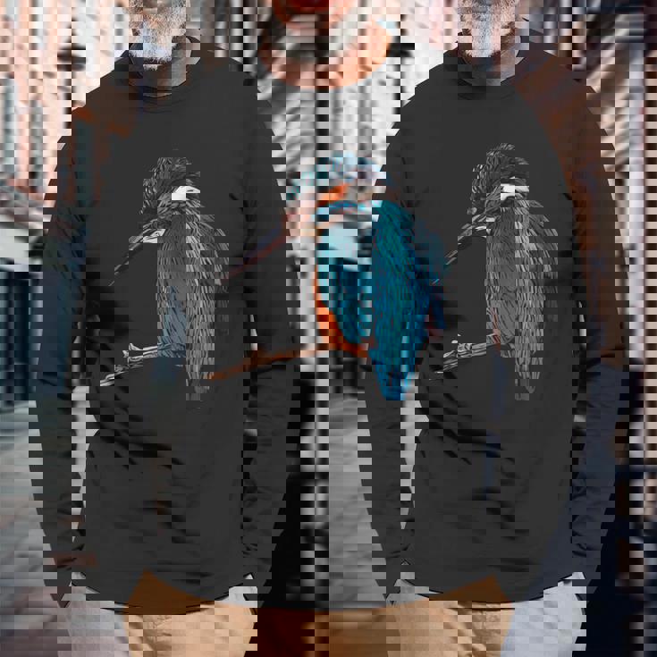 カワセミ 動物モチーフ 動物の顔 鳥モチーフ 動物モチーフ 鳥 カワセミ 長袖Tシャツ 高齢者への贈り物