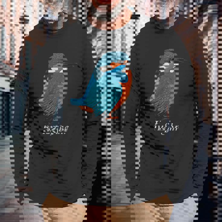 カワセミ 鳥 動物 図 バードウォッチング 贈り物 鳥類学者 生物学者 自然科学 長袖Tシャツ 高齢者への贈り物