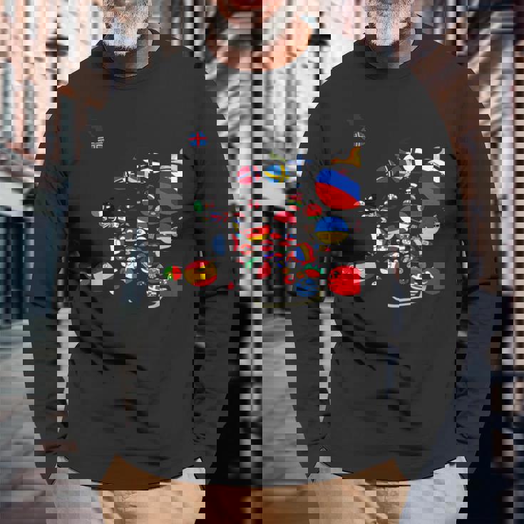 カントリーボール ヨーロッパ 面白い 長袖Tシャツ 高齢者への贈り物