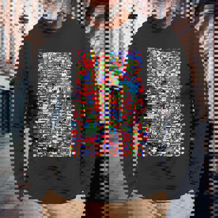 カントリーボール 世界の旗 長袖Tシャツ 高齢者への贈り物