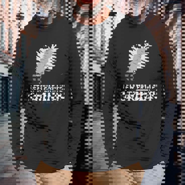 カンブリア紀の面白いアノマロカリス・パレオに心を残した 長袖Tシャツ 高齢者への贈り物