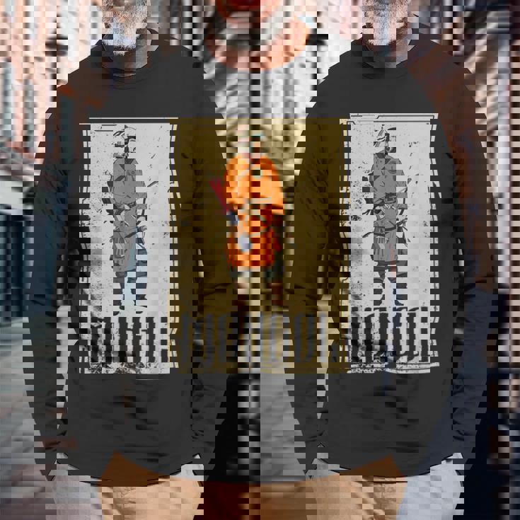 カーン・チンギス国家アジアモンゴル系征服戦士 長袖Tシャツ 高齢者への贈り物