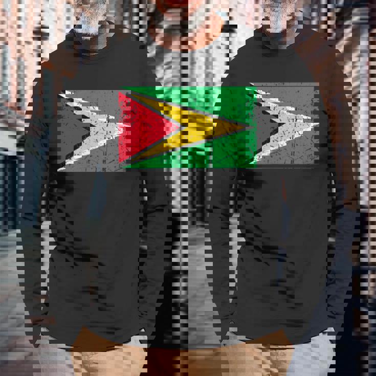 ガイアナ国旗グラフィック メンズ レディース キッズ 長袖Tシャツ 高齢者への贈り物