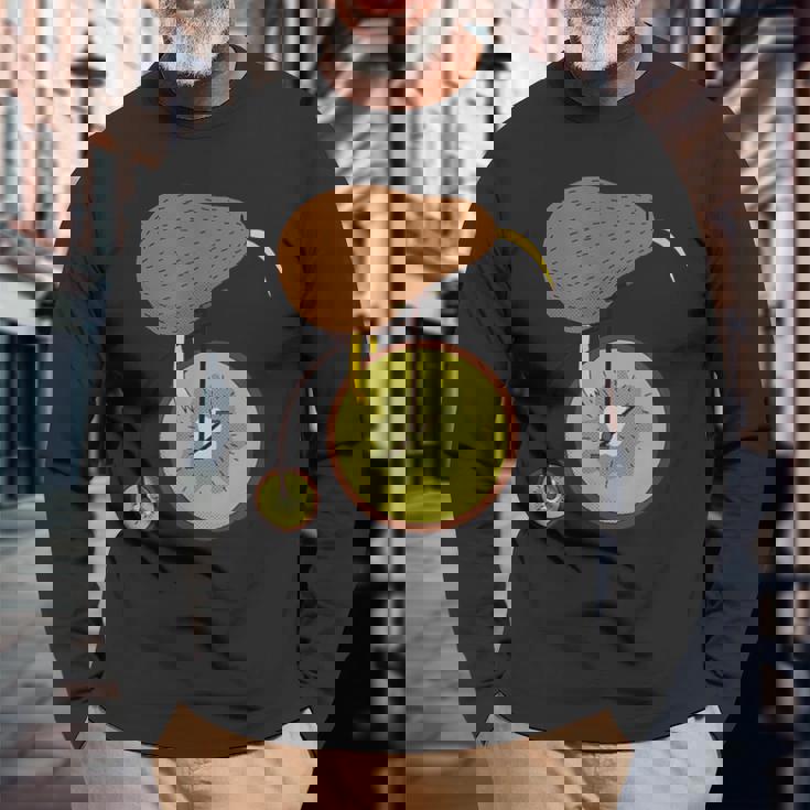 キウイフルーツバイクのキウイ鳥 長袖Tシャツ 高齢者への贈り物