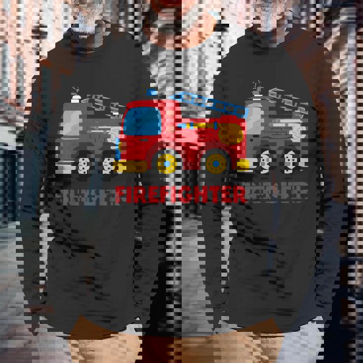 キッズ 消防車消防車 長袖Tシャツ 高齢者への贈り物