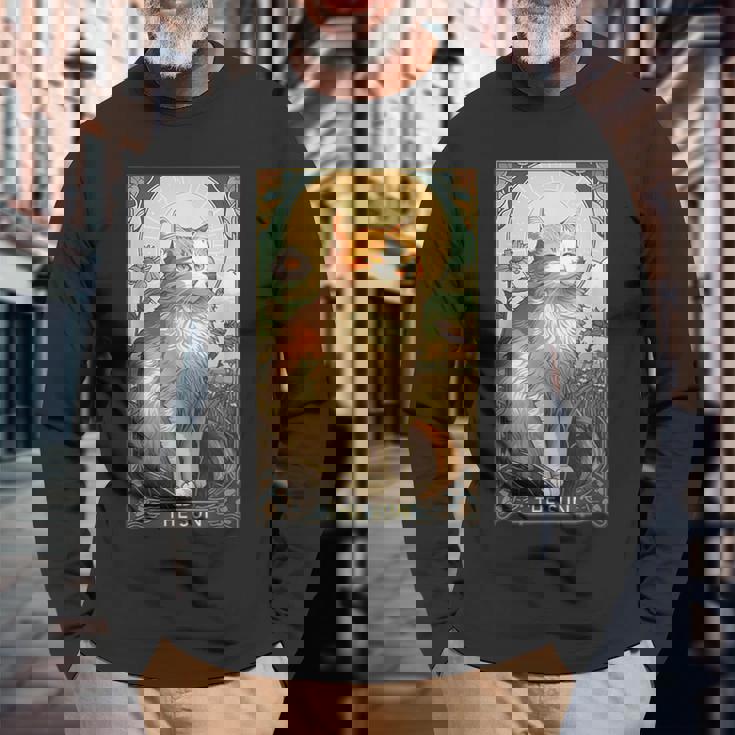 キャットタロットカード、サンタロットカード、アールヌーボーtシャツ 長袖Tシャツ 高齢者への贈り物