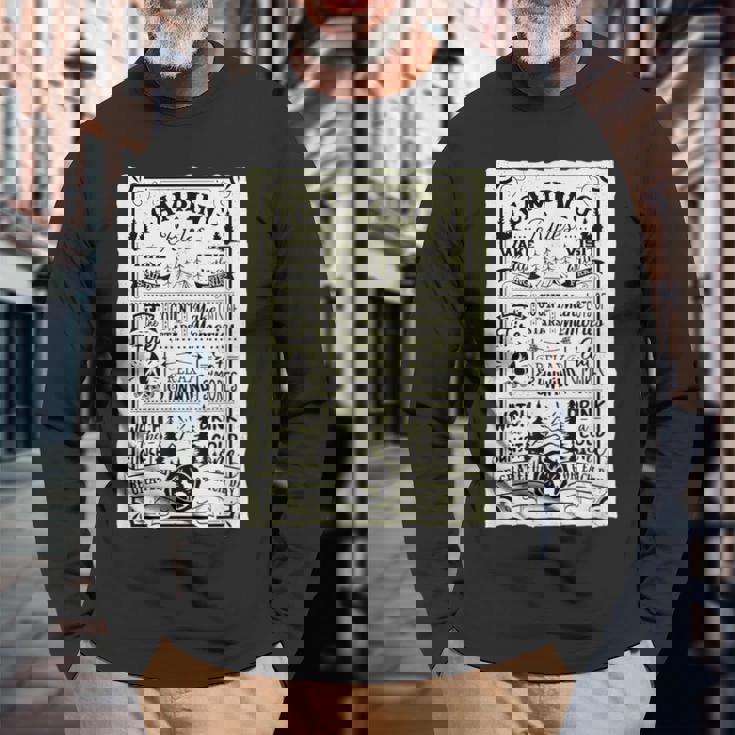 キャンピング ルール 遊び心たっぷりのヴィンテージ調デザイン おもしろ キャンプ 長袖Tシャツ 高齢者への贈り物