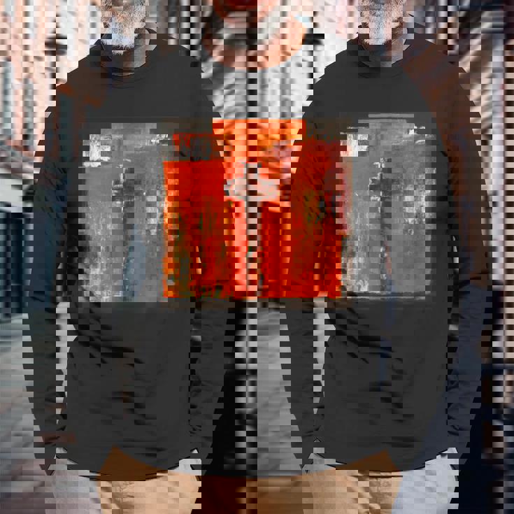 キリスト教のメッセージ イエス 十字架 愛 グラフィティ アート 絵画 長袖Tシャツ 高齢者への贈り物