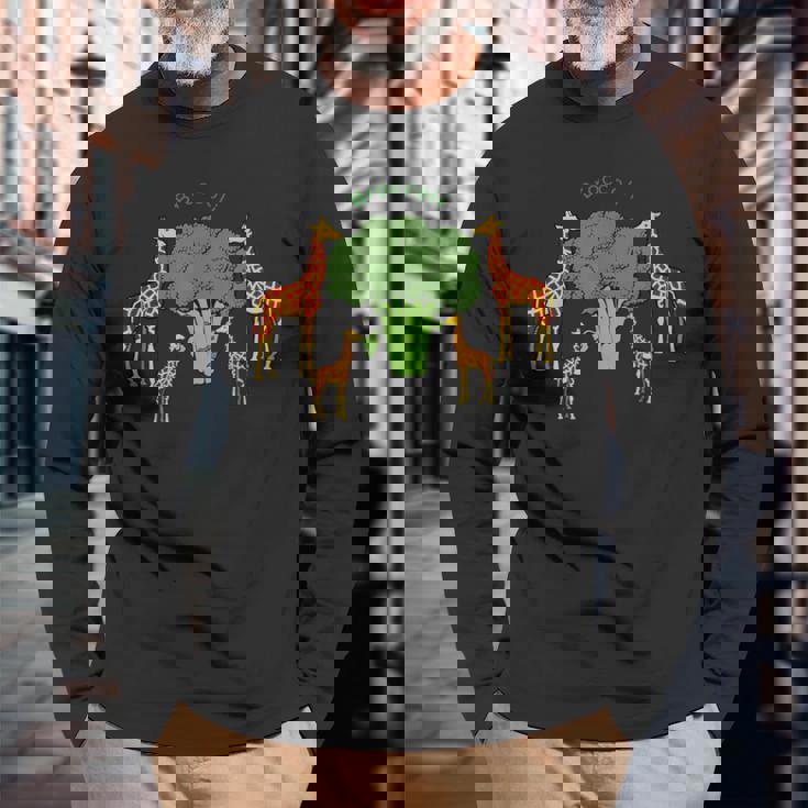 キリン ベジタリアンファミリー 食べる ブロッコリー 長袖Tシャツ 高齢者への贈り物