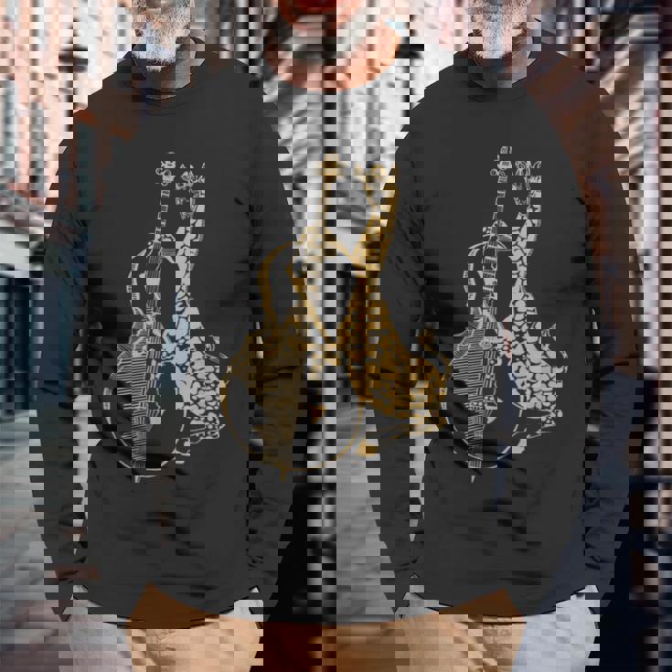 キリン 演奏 チェロ おもしろい 動物 チェリスト ロック ミュージシャン アート 長袖Tシャツ 高齢者への贈り物