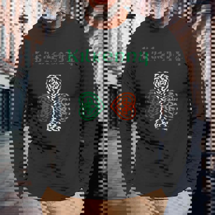 キルケニー州 シャムロック アイルランド国旗 クレイックと天井 長袖Tシャツ 高齢者への贈り物