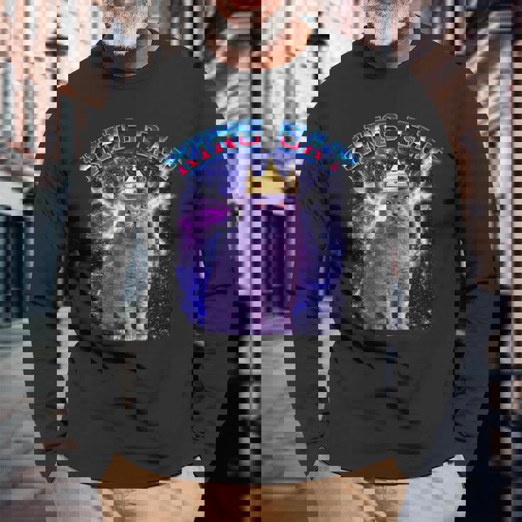 キングキャット ギャラクシーのブリティッシュショートヘア猫 子猫猫 長袖Tシャツ 高齢者への贈り物