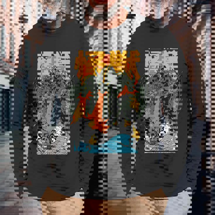 キングギドラ サンセット 和 長袖Tシャツ 高齢者への贈り物