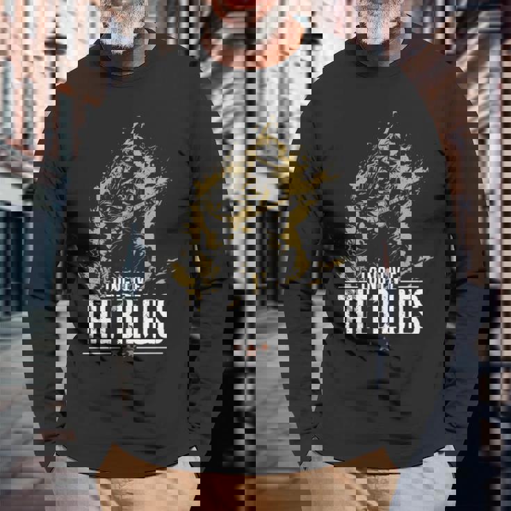 ギタリストのためのブルース・ミュージック・ギター ヴィンテージ 長袖tシャツ 長袖Tシャツ 高齢者への贈り物