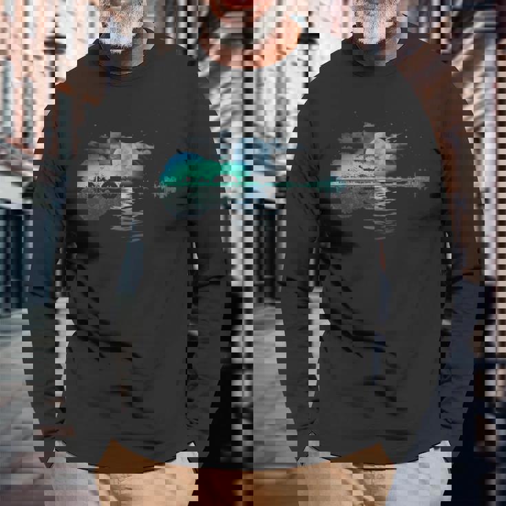 ギター レイクリフレクションズ レイクシャドウ 音楽 アコースティックギター 長袖Tシャツ 高齢者への贈り物