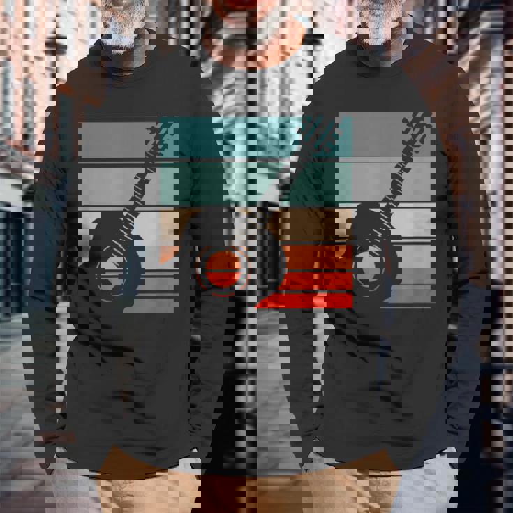 ギター レトロスタイル ビンテージ 長袖Tシャツ 高齢者への贈り物