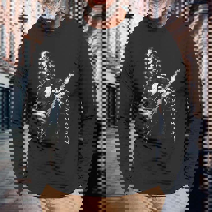 ギターを弾くデビッド・ギルモア 長袖Tシャツ 高齢者への贈り物