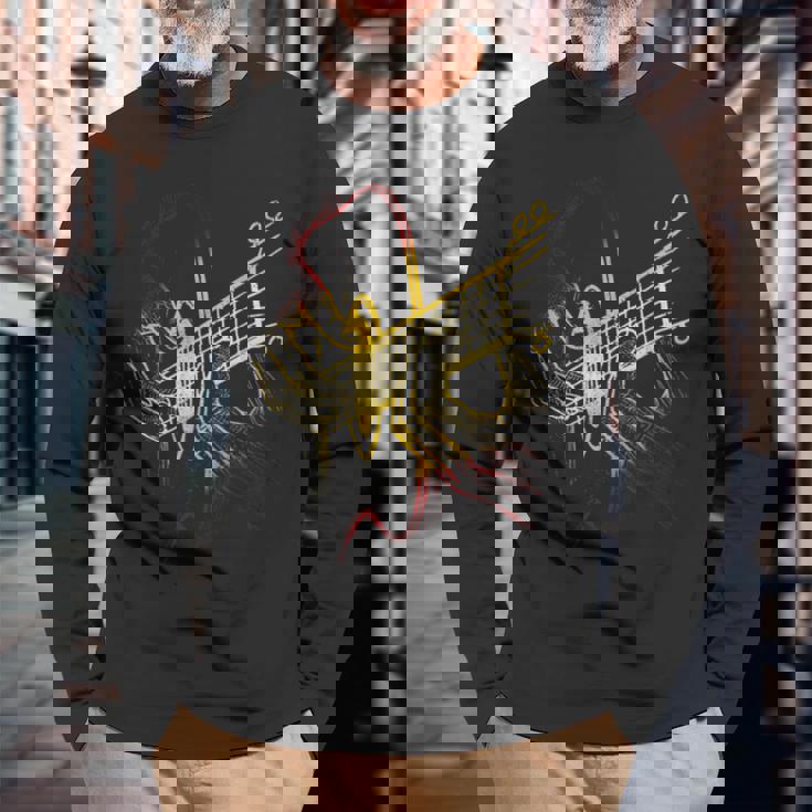 ギターシャツ アコースティックギター ヴィンテージギター 長袖Tシャツ 高齢者への贈り物