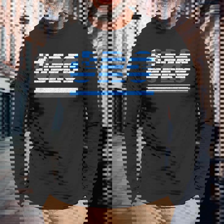 ギリシャのデザイン。フラグ付きのギリシャの衣装 Grc 長袖Tシャツ 高齢者への贈り物