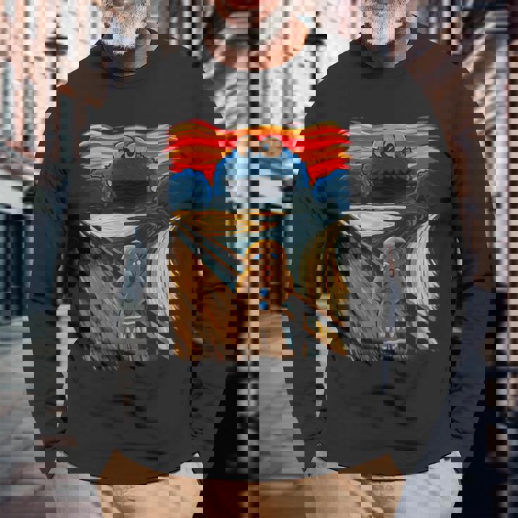 クッキー・マンチャーザ・スクリーム・ムンクモンスター・ジョーク 長袖Tシャツ 高齢者への贈り物