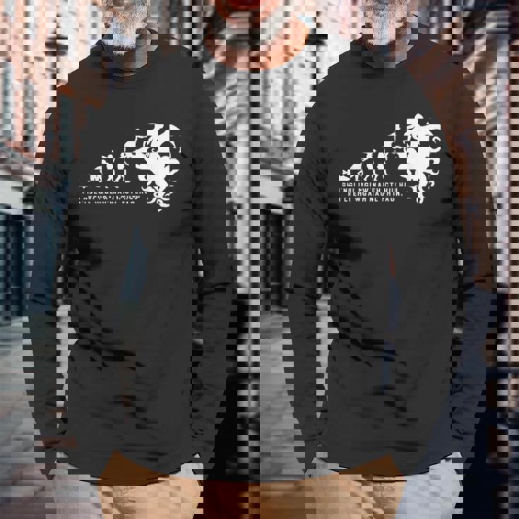 クトゥルフ神話 進化論 ラブクラフト ロールプレイ 長袖Tシャツ 高齢者への贈り物