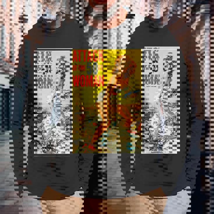 クラシック ハロウィン モンスター ポスター ホラー映画 長袖Tシャツ 高齢者への贈り物