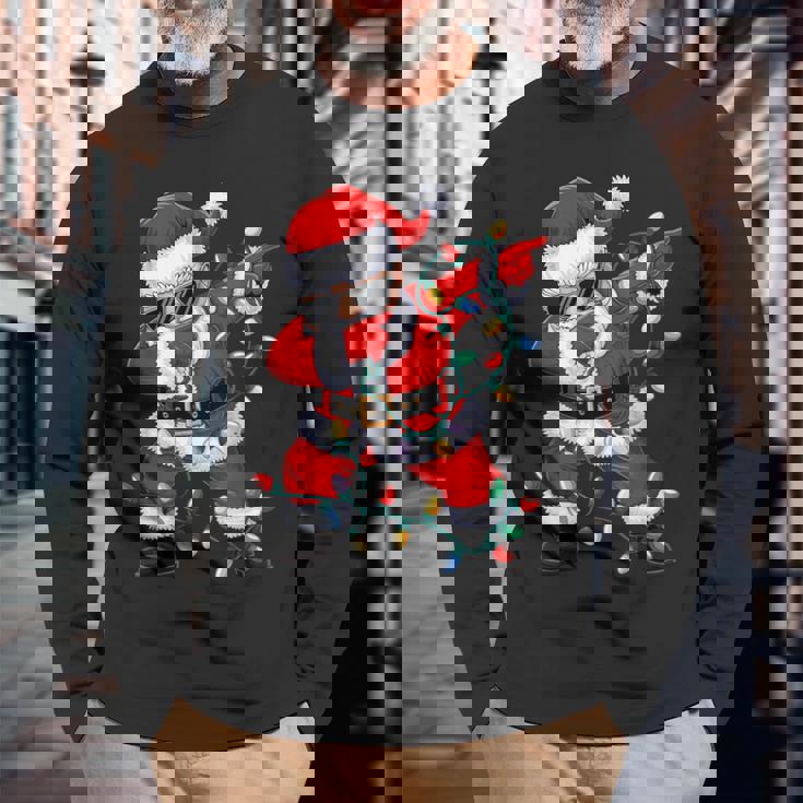 クリスマス サンタクロース ダビングダンス クリスマスライト 家族 長袖Tシャツ 高齢者への贈り物