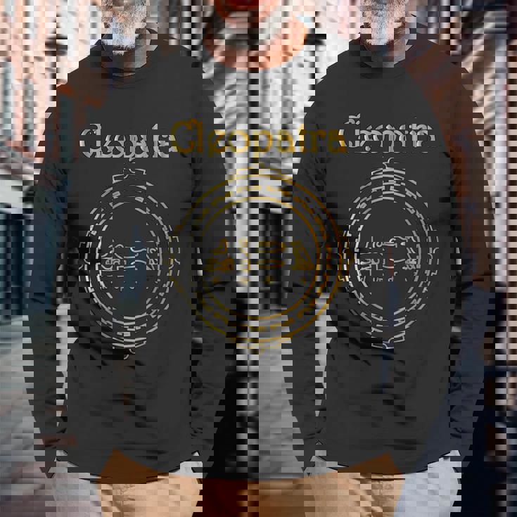 クレオパトラ エジプト女神ギフト 古代エジプトヒエログリフ 長袖Tシャツ 高齢者への贈り物