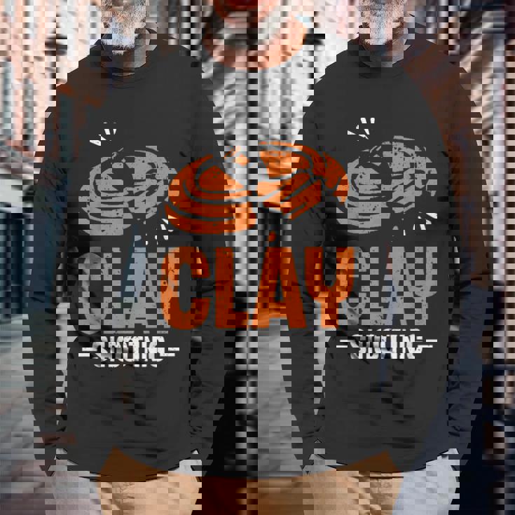 クレー射撃 トラップ からのプル ピジョン ショットガン クレー射撃 長袖Tシャツ 高齢者への贈り物